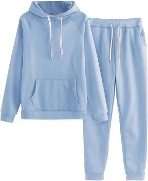 Womens 2 Piece Outfits Long Sleeve Crewneck Color Block Travel Jogger Sweatsuit Sets Sweatsuits