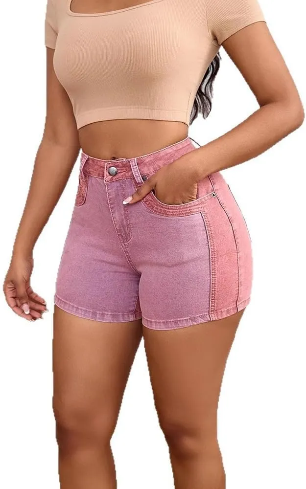 Womens Blue Ripped Denim Jean Shorts Frayed Denim Shorts for Summer