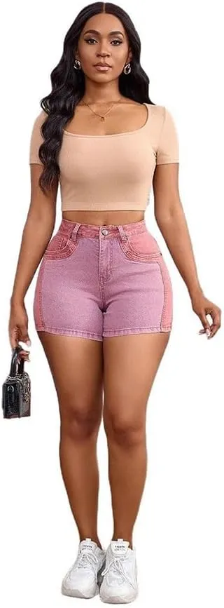 Womens Blue Ripped Denim Jean Shorts Frayed Denim Shorts for Summer