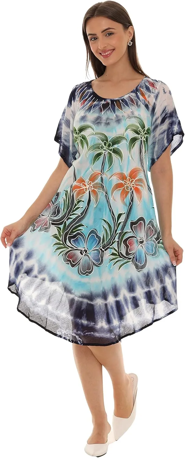 Women's Casual Short Sleeve Spring SunDress | Rayon Summer Dress | Beach Cover Up
