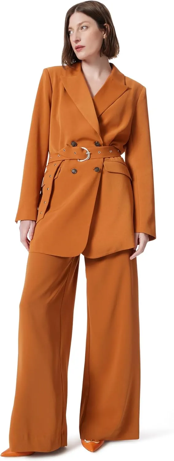 Women's Everly Double Breasted Belted Wide Blazer Standard