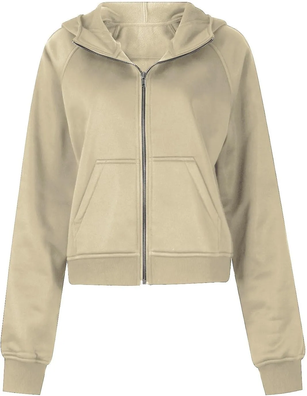 Women's Fashion Hoodies & Sweatshirts Casual Long Sleeve y2k Clothes Full Zip Up Cropped Hoodie Jacket With Pockets