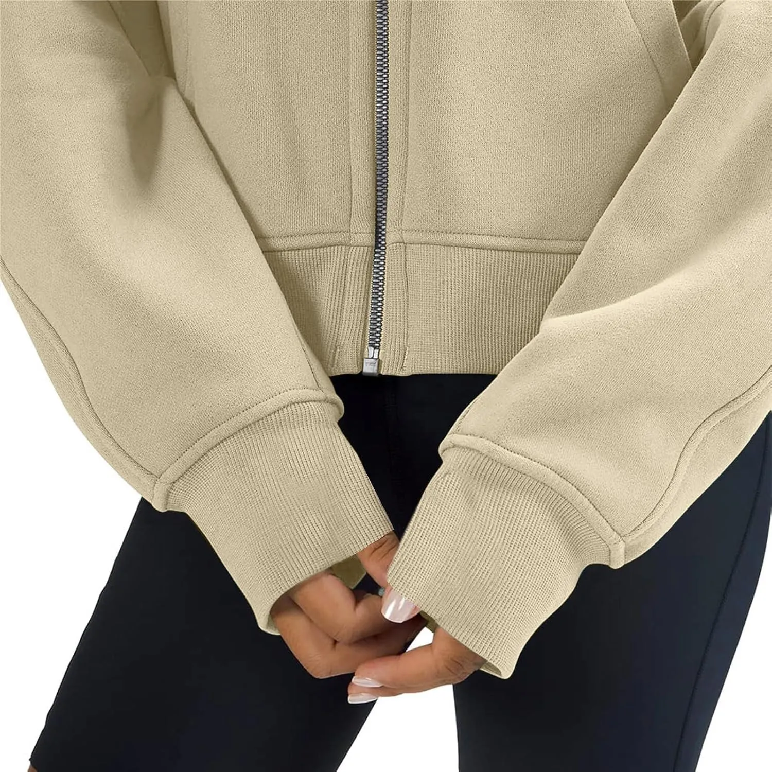 Women's Fashion Hoodies & Sweatshirts Casual Long Sleeve y2k Clothes Full Zip Up Cropped Hoodie Jacket With Pockets
