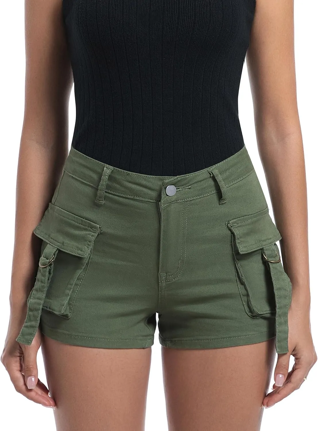 Womens High Waisted Cargo Shorts Casual Summer Denim Stretchy Jeans Chino Shorts Y2K