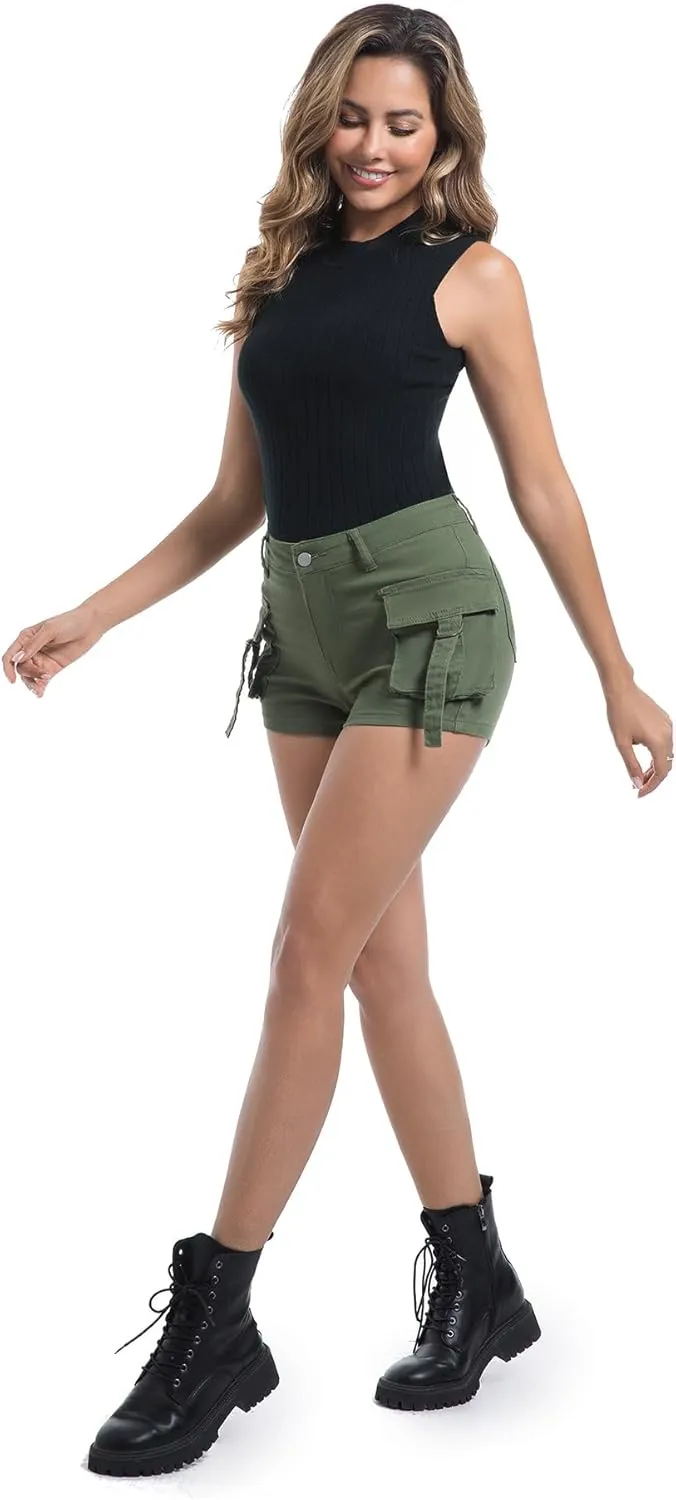 Womens High Waisted Cargo Shorts Casual Summer Denim Stretchy Jeans Chino Shorts Y2K