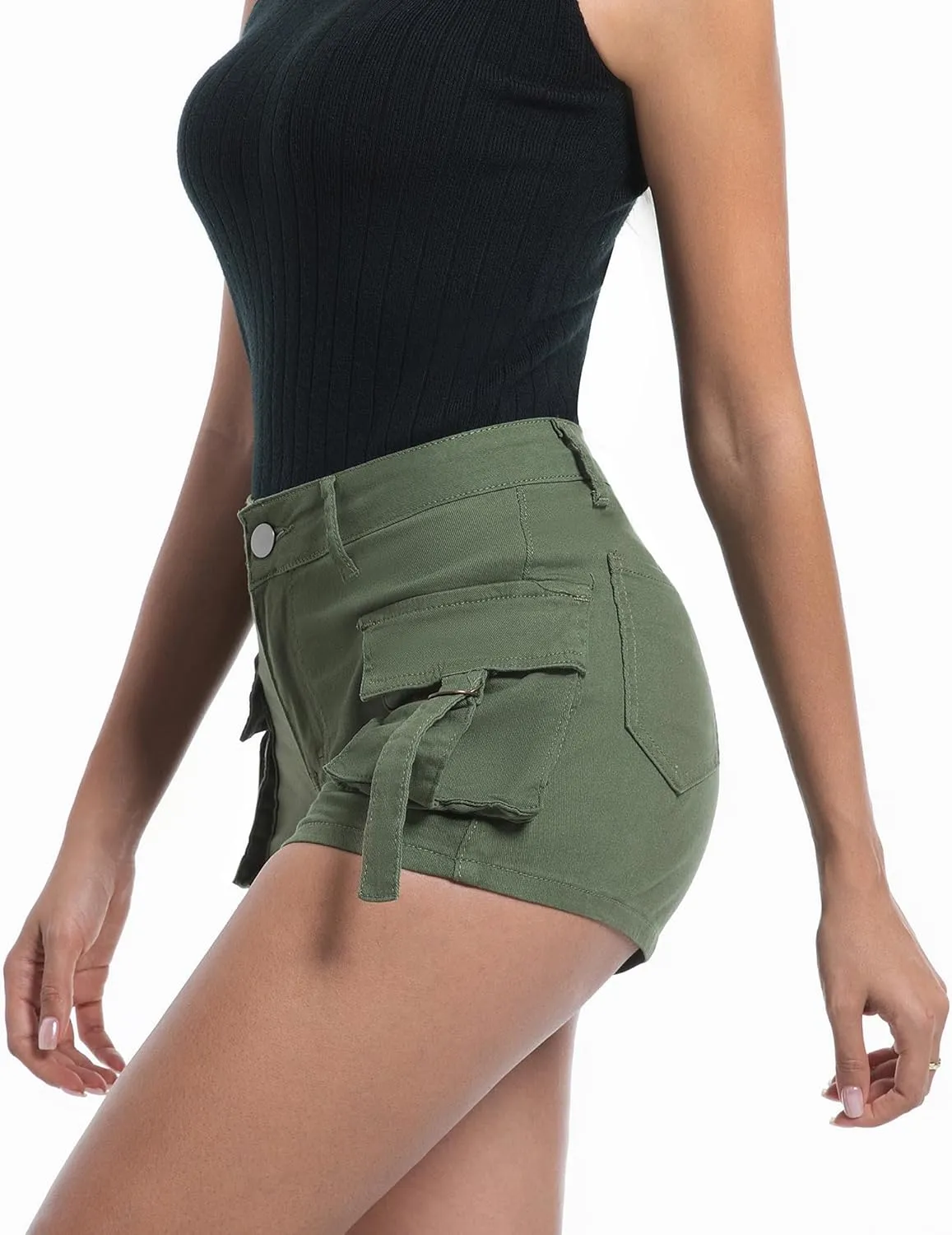Womens High Waisted Cargo Shorts Casual Summer Denim Stretchy Jeans Chino Shorts Y2K