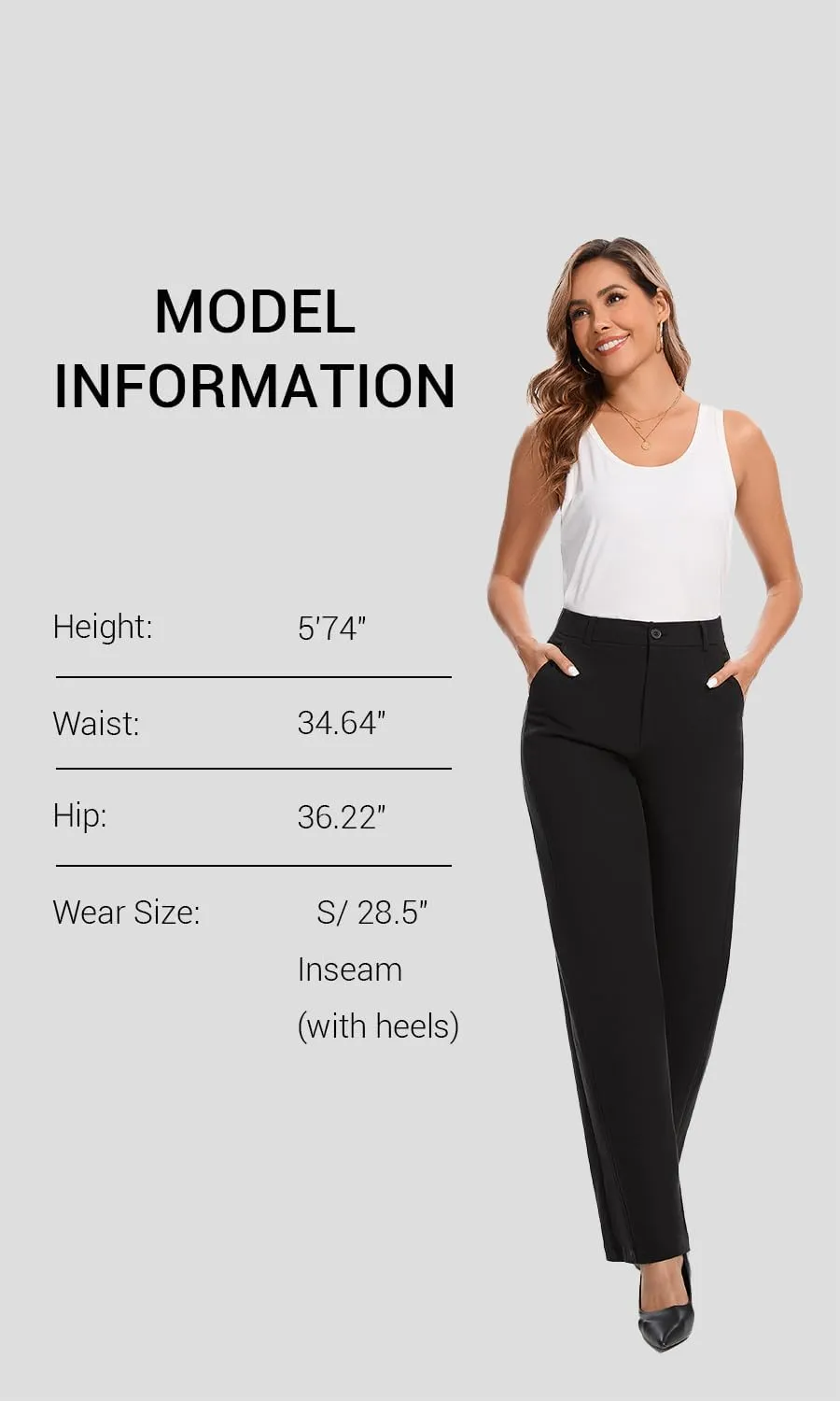 Women's High Waisted Wide Leg Dress Pants Business Casual Work Trousers with Pockets for Office Casual Wear