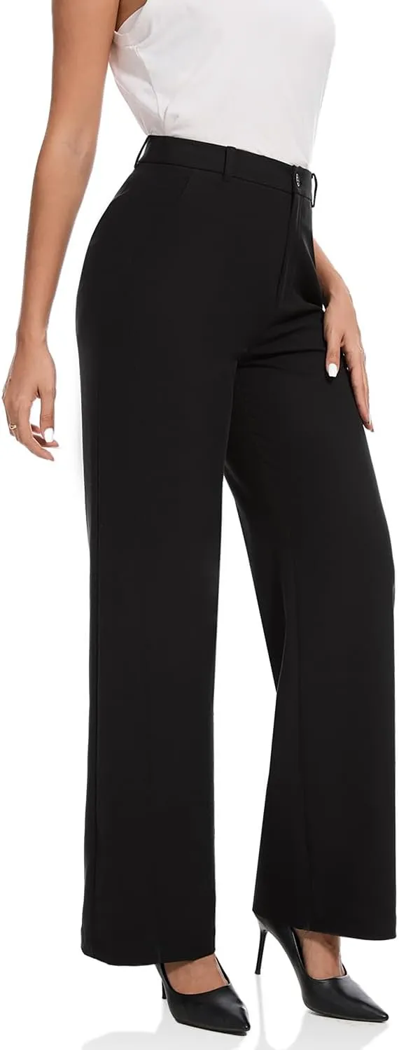 Women's High Waisted Wide Leg Dress Pants Business Casual Work Trousers with Pockets for Office Casual Wear
