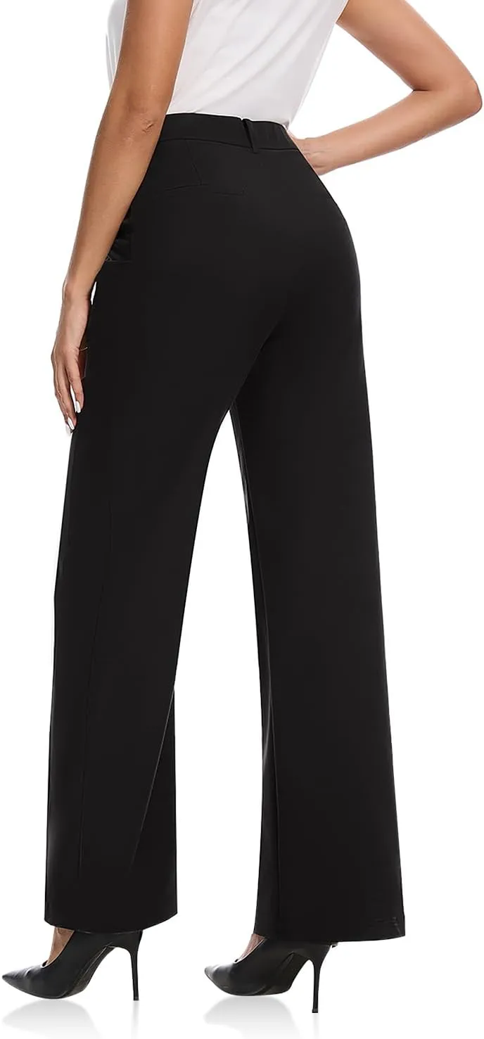 Women's High Waisted Wide Leg Dress Pants Business Casual Work Trousers with Pockets for Office Casual Wear