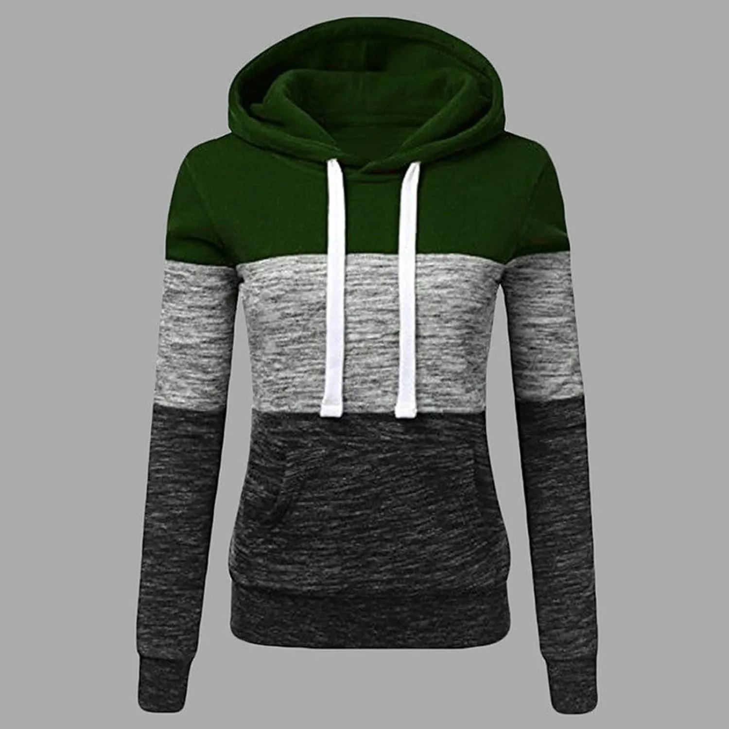 Womens Hooded Sweatshirt Long Sleeve Casual Fall Fashion Color Block Hoodies Drawstring Pullover Tops Hoodie