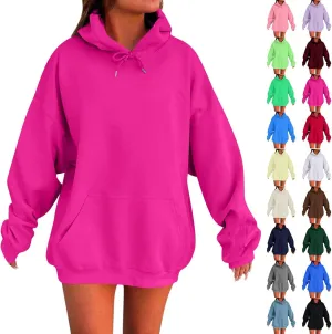 Womens Hoodies Baggy Fall Long Sleeve Plus Size Oversized Hoodie Comfy Cute Fleece Pullover Sweatshirts with Pockets