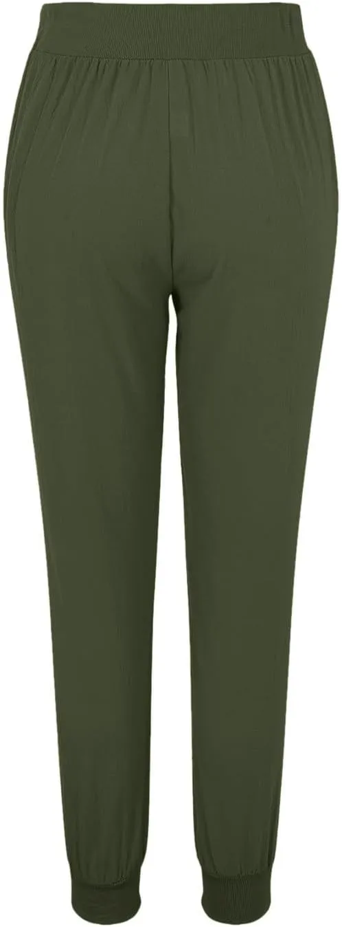 Women's Linen Summer Boho Pants High Waist Ankle Length Slim Fit Pants Business Work