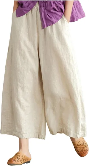 Womens Linen Summer Drawstring Pant Trousers Low Waist Bootcut Slim-Fit Palazzo Pants Trendy