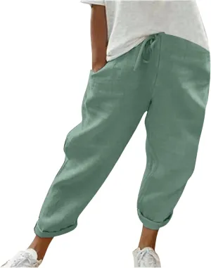 Womens Linen Summer Letter Patched Palazzo Pants Low Waist Stretchy Straight Slim Fit Palazzo Pants Office