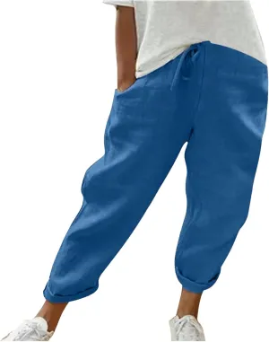 Womens Linen Summer Letter Patched Palazzo Pants Low Waist Stretchy Straight Slim Fit Palazzo Pants Office