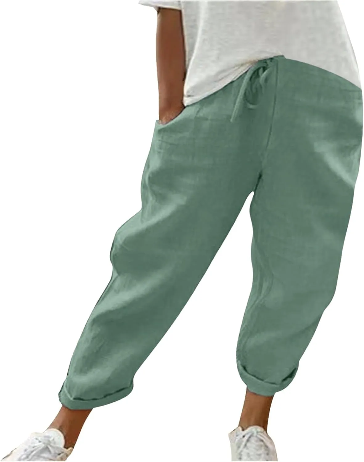 Womens Linen Summer Letter Patched Palazzo Pants Low Waist Stretchy Straight Slim Fit Palazzo Pants Office