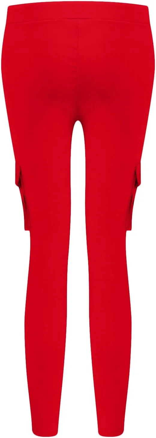 Womens Mid Waist Cargo Leggings High Rise Skinny Cargo Pants Tactical Stretch Jogger Slim Tapered Trouser Sweatpants