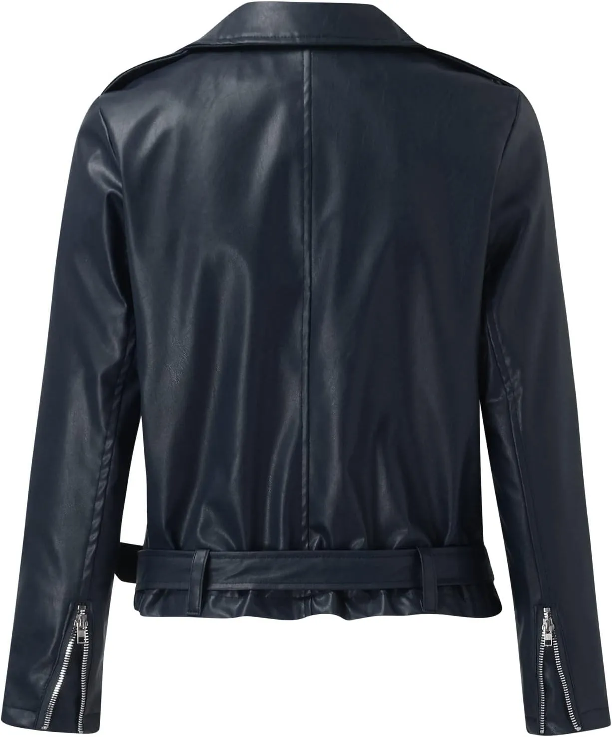 Women's Oversized Fashion Faux Leather Jackets Solid Color Long Sleeve Zipper Fitted Artificial Leather Blazer Coats