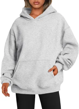 Womens Oversized Hoodie Long Sleeve Drop Shoulder Baggy Sweatshirts Lightweight Pullover Tops Fall Outfits w/Pockets