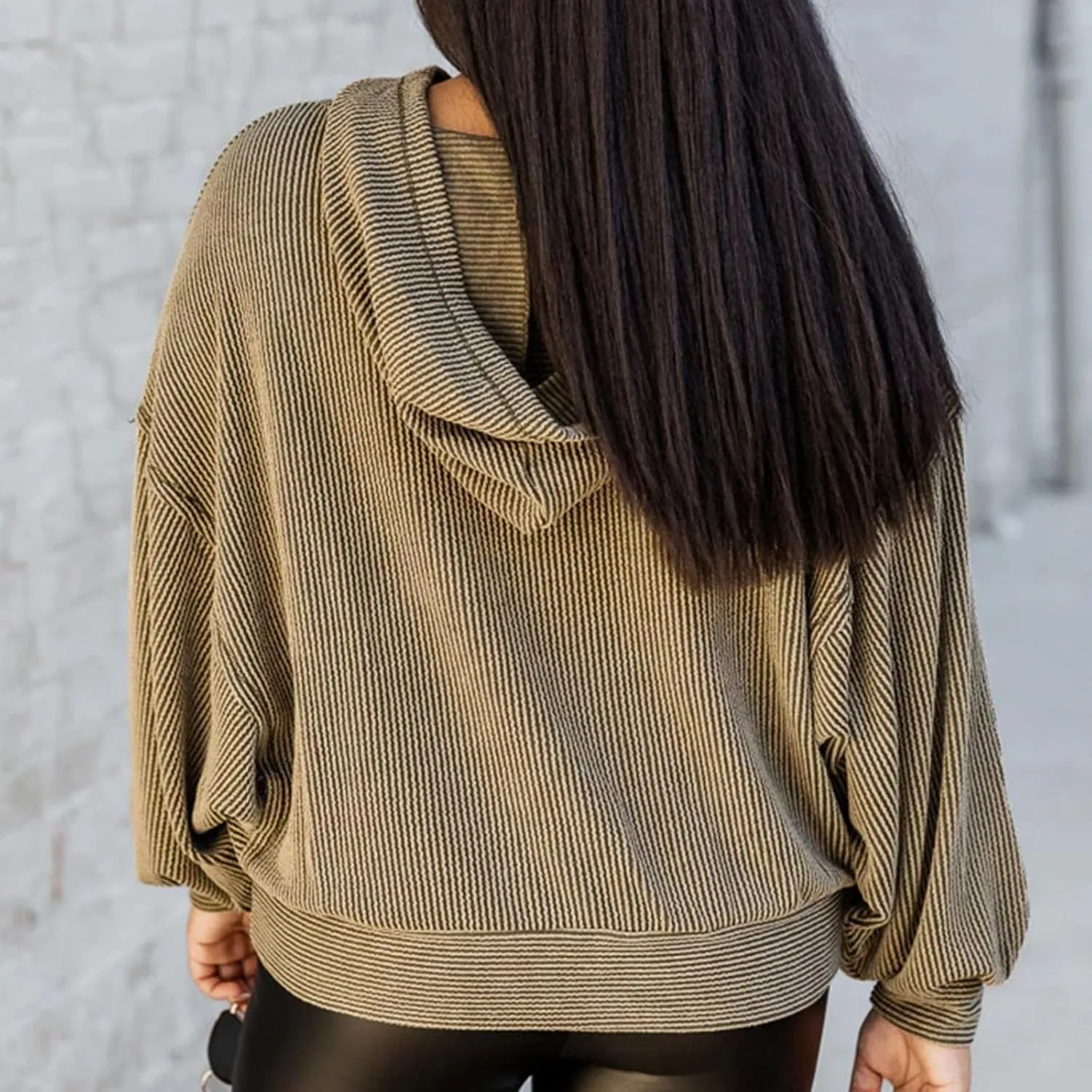 Womens Oversized Hoodies Fall Fashion 2023 Waffle Knit Long Sleeve Hooded Sweatshirt Casual Loose Pullover Sweaters