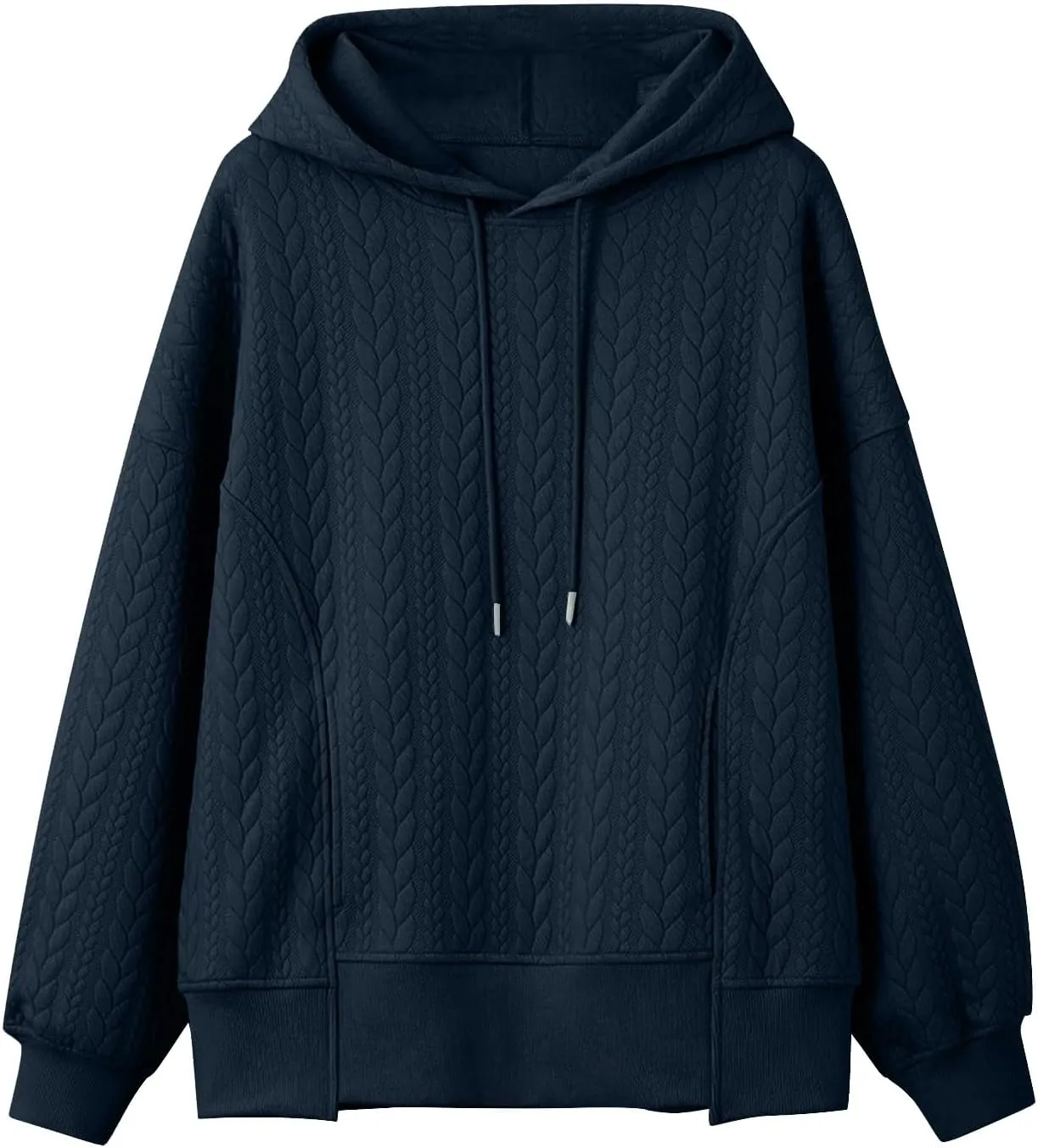 Women's Oversized Hoodies Fall Trendy Textured Long Sleeve Sweatshirt Y2k Casual Comfy Pullover Tops with Pockets