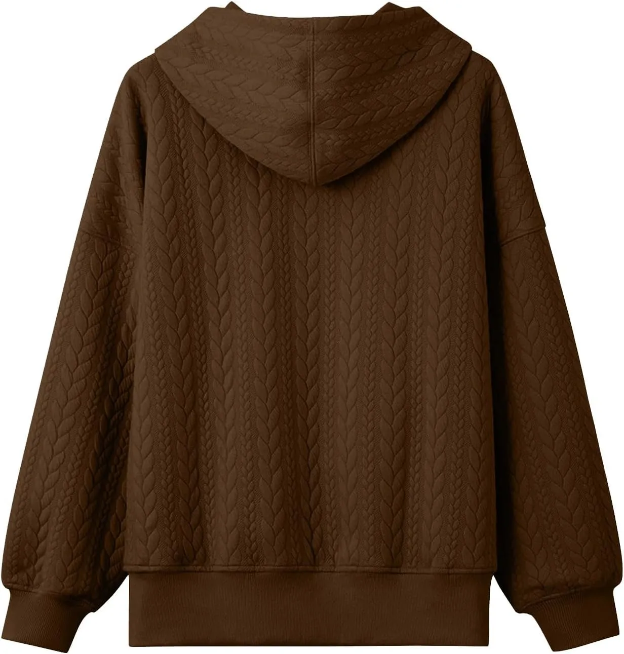 Women's Oversized Hoodies Fall Trendy Textured Long Sleeve Sweatshirt Y2k Casual Comfy Pullover Tops with Pockets