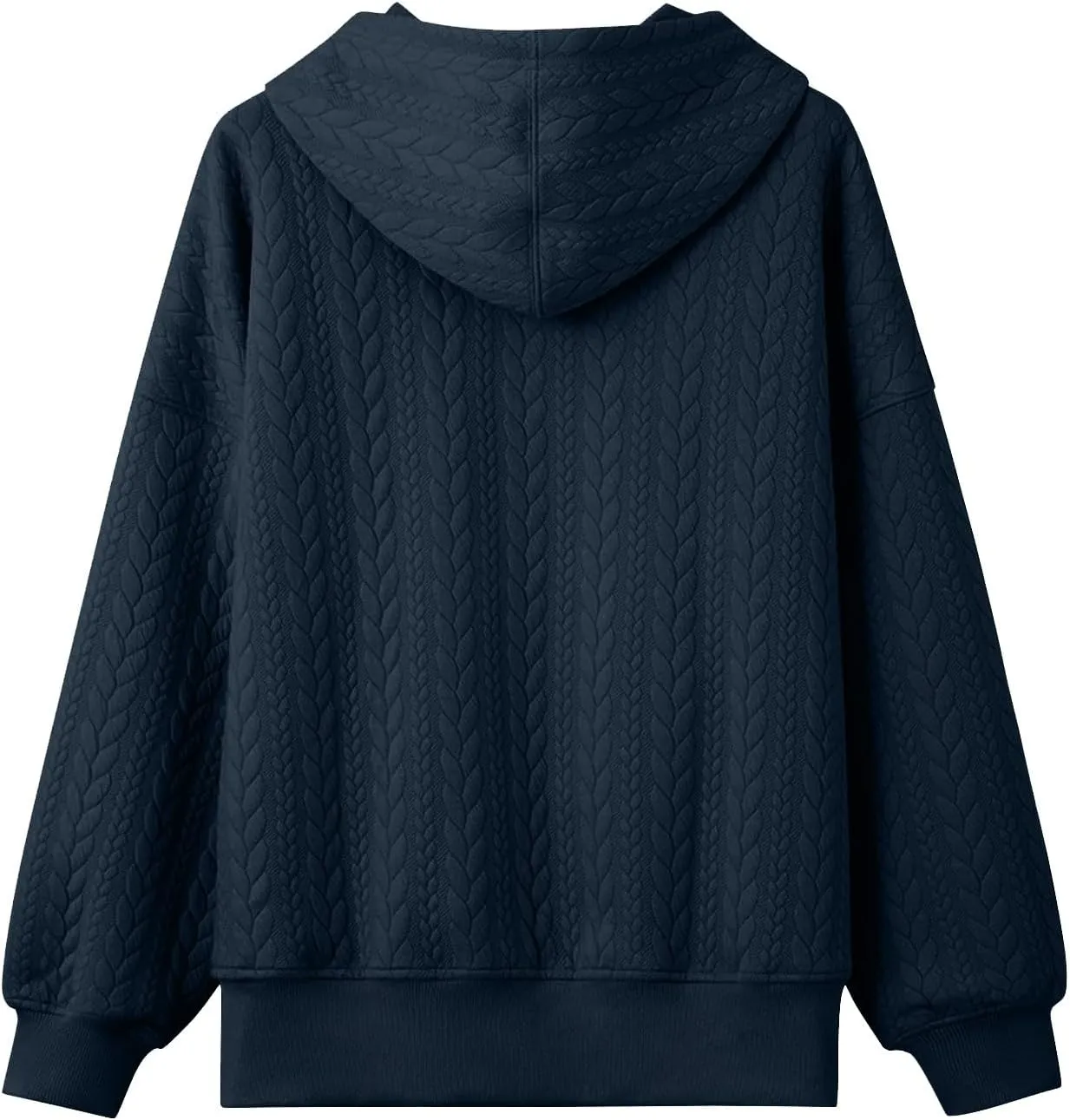 Women's Oversized Hoodies Fall Trendy Textured Long Sleeve Sweatshirt Y2k Casual Comfy Pullover Tops with Pockets