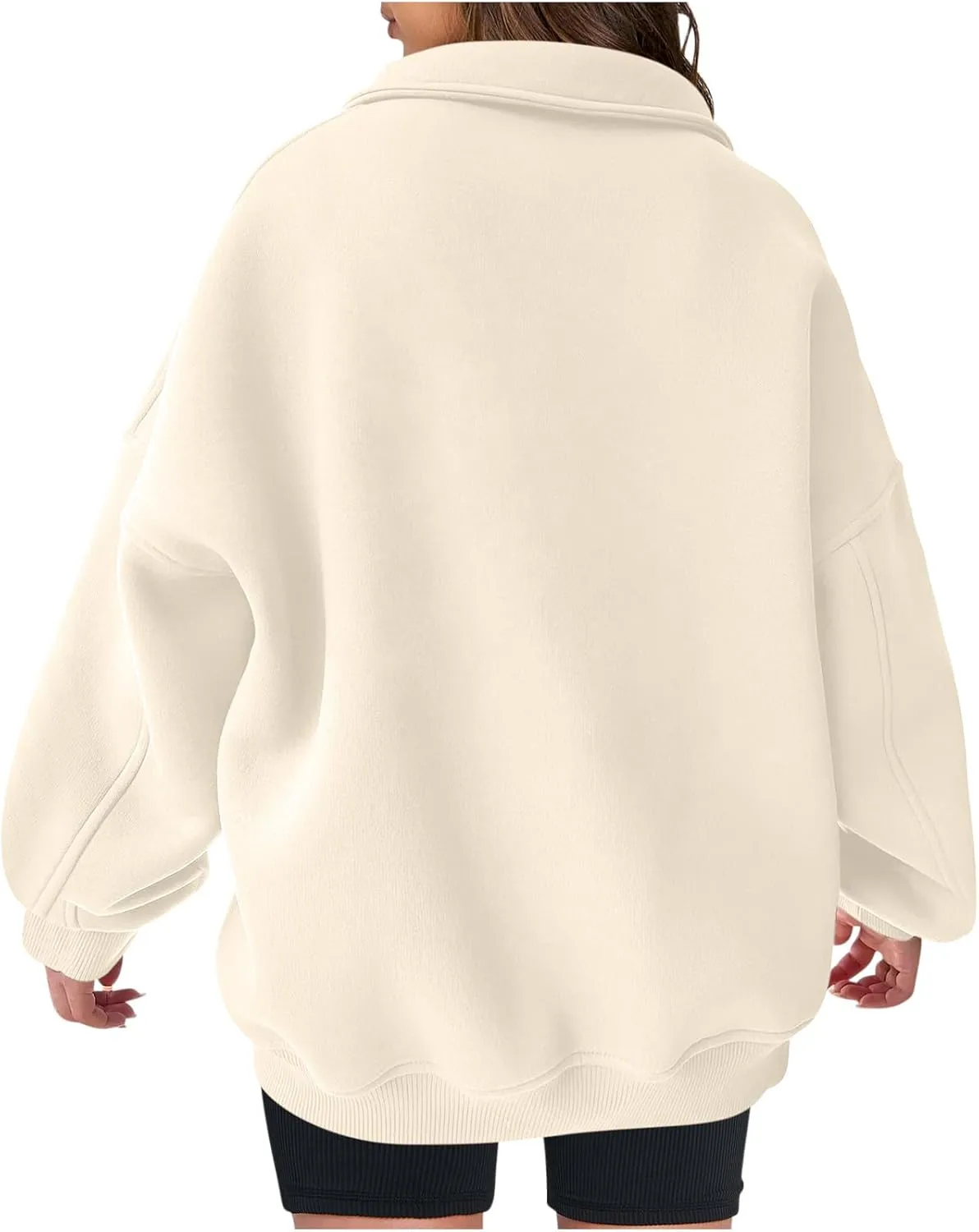 Women's Oversized Quarter Half Zip Hoodies Sweatshirt,Casual V Neck Long Sleeve Pullover Tunic Comfy Basic Tops