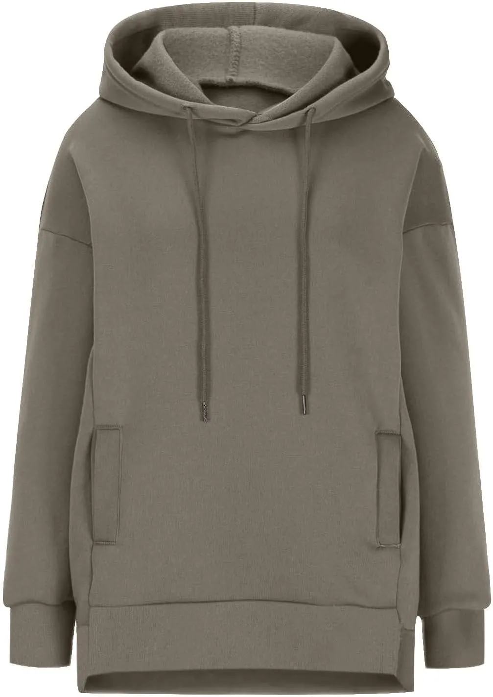 Womens Oversized Solid Color Hoodies Loose Drawstring Long Sleeve Pocket Sweatshirts Fall Winter Casual Pullover