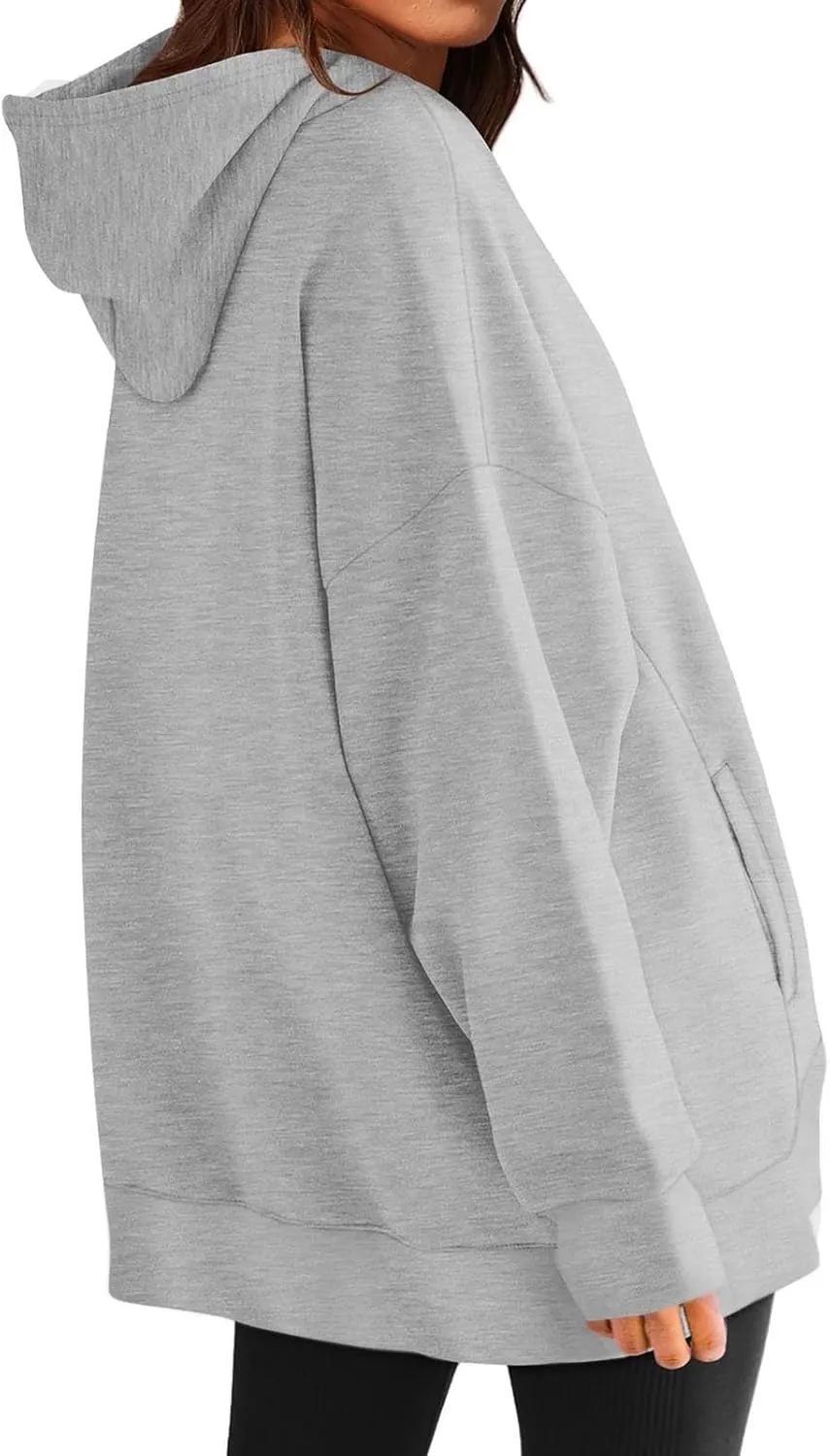 Womens Oversized Solid Color Hoodies Loose Drawstring Long Sleeve Pocket Sweatshirts Fall Winter Casual Pullover