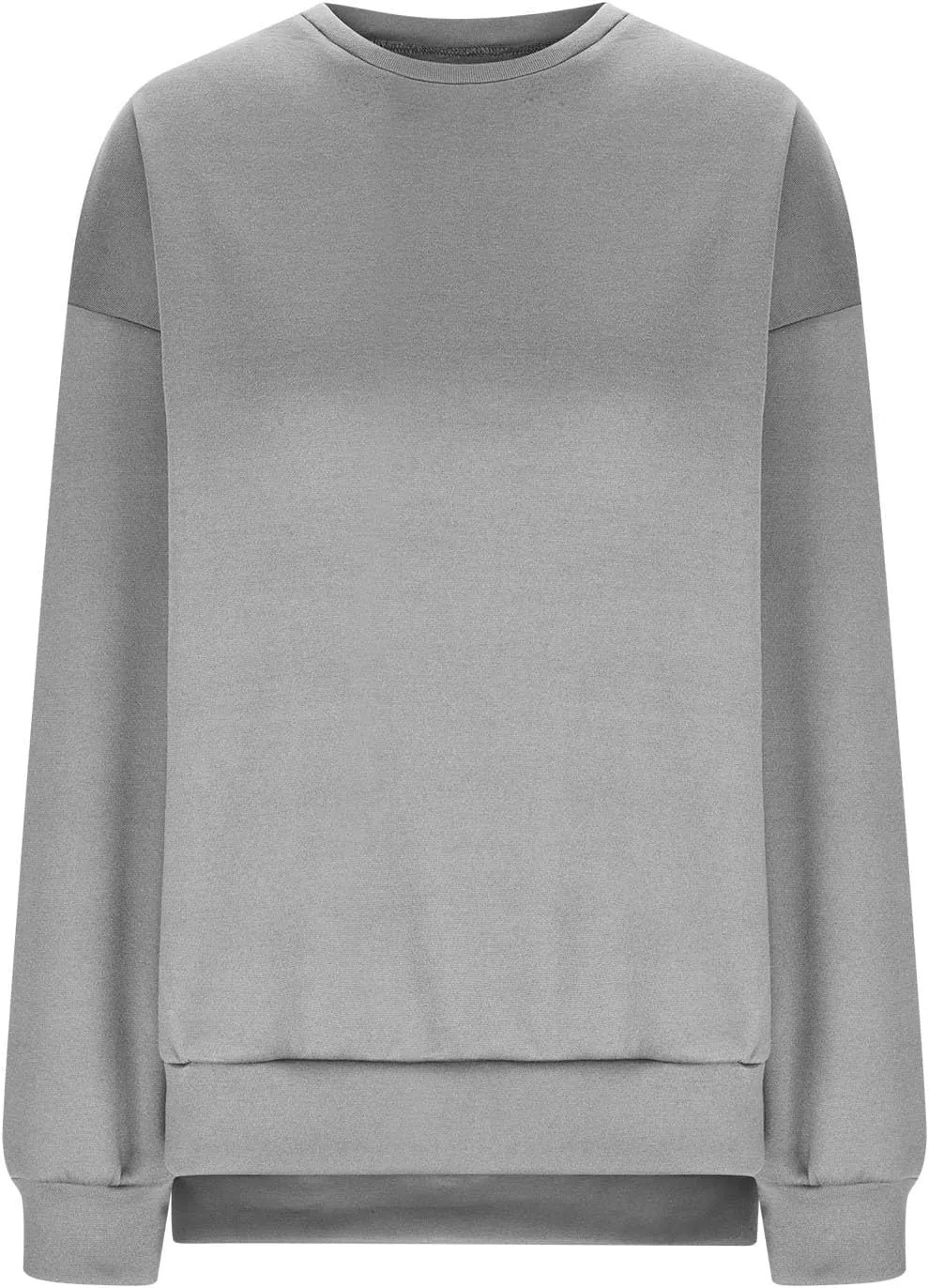 Women's Oversized Sweatshirts Solid Color Long Sleeve Crewneck Hoodies Side Slit Lightweight Pullovers Dailywear