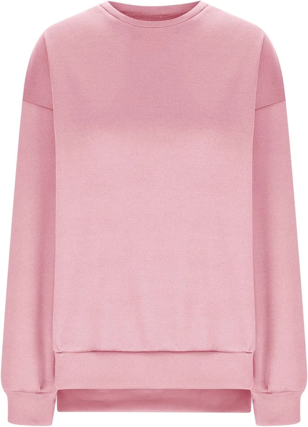 Women's Oversized Sweatshirts Solid Color Long Sleeve Crewneck Hoodies Side Slit Lightweight Pullovers Dailywear