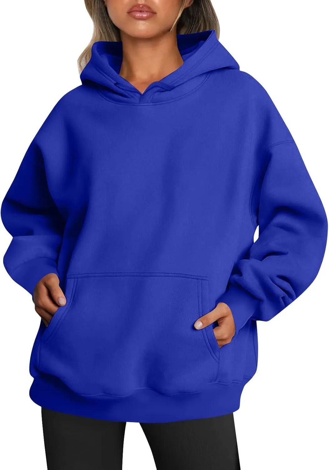Womens Plain Hoodies Oversized Sweatshirts Pullover Fleece Sweaters With Pockets Winter Fall Outfits Y2k Clothes