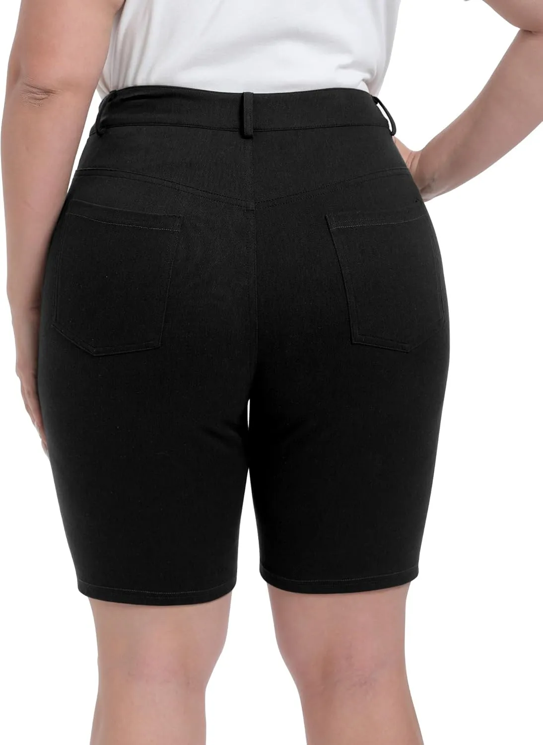 Womens Plus Size Bermuda Shorts Stretchy High Waisted Summer Casual Midi Shorts