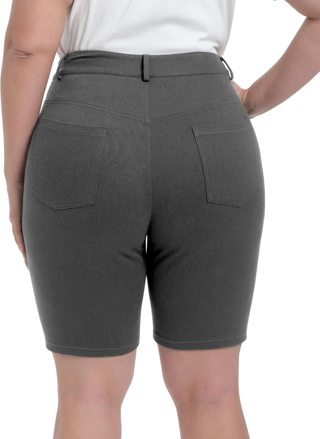 Womens Plus Size Bermuda Shorts Stretchy High Waisted Summer Casual Midi Shorts