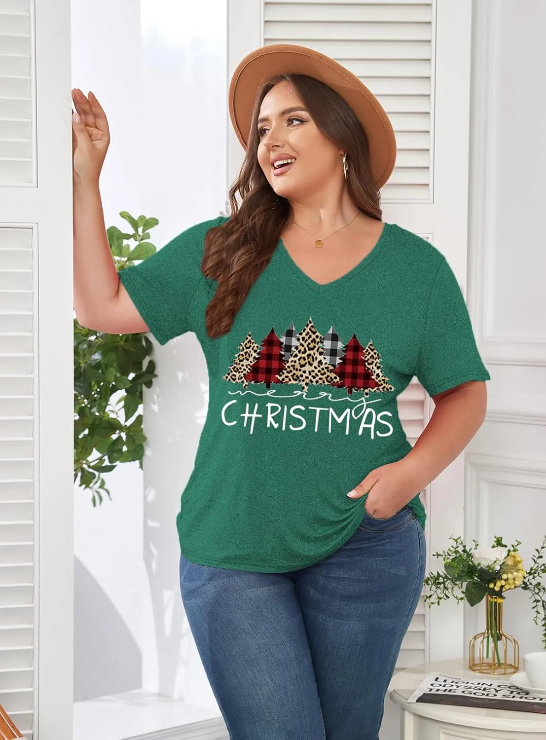 Women's Plus Size Short Sleeve Tee Shirt V Neck Basic Ladies Loose Fit T Shirt 1X-5X