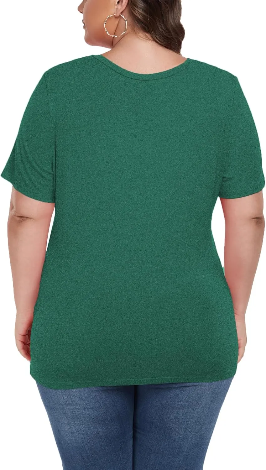 Women's Plus Size Short Sleeve Tee Shirt V Neck Basic Ladies Loose Fit T Shirt 1X-5X