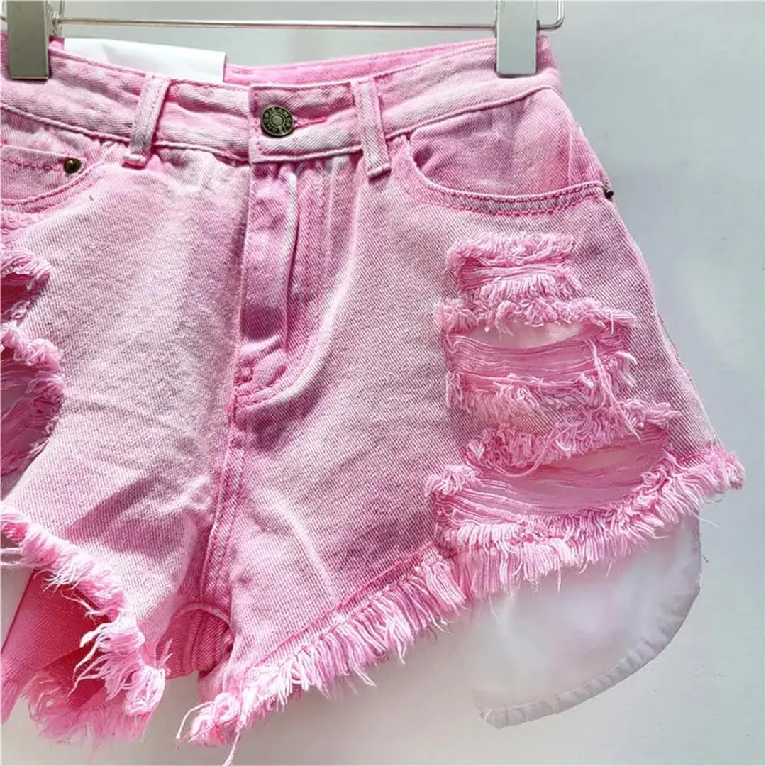 Women's Pocket Street Retro Blue Denim Shorts Summer Jeans Hot Pants Shorts