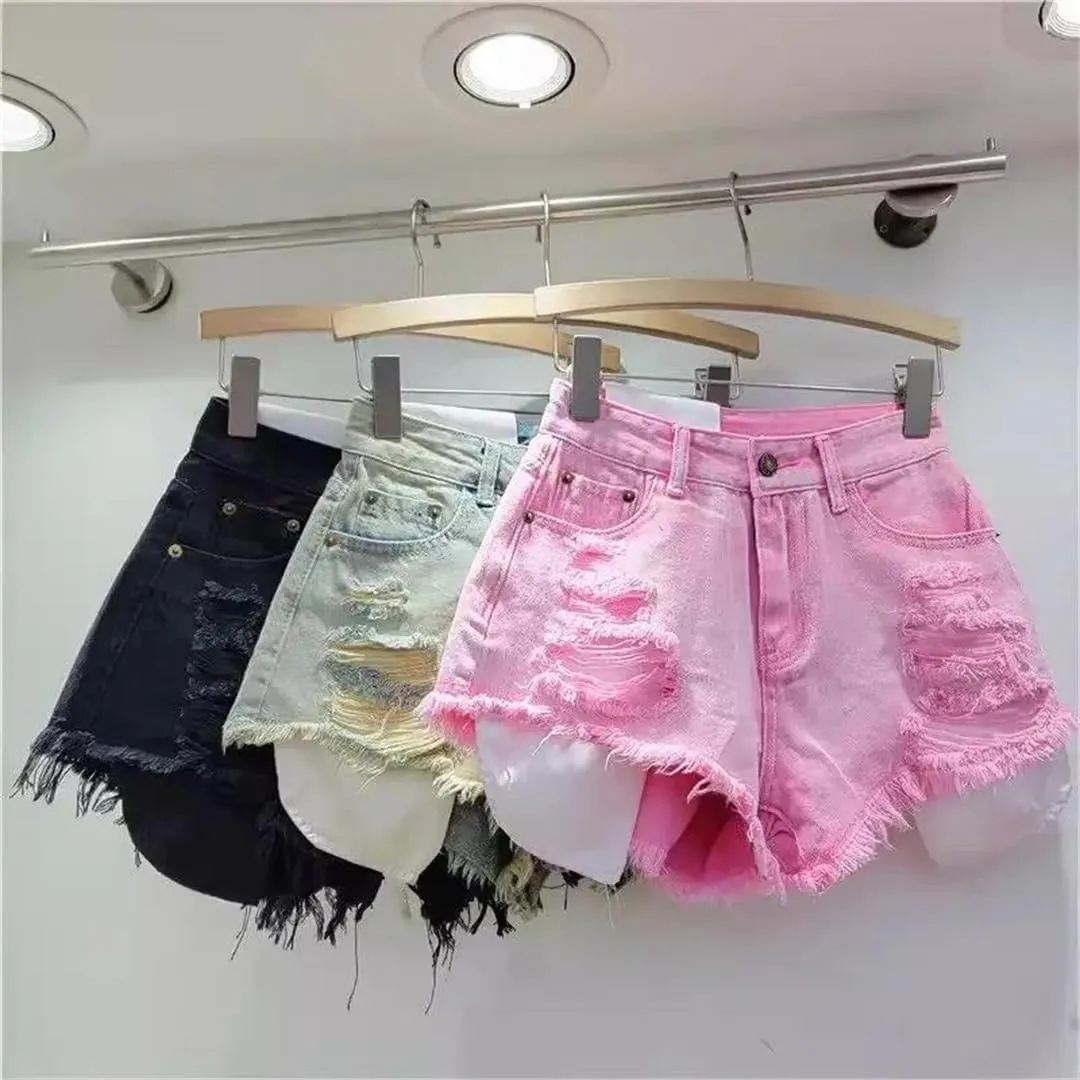 Women's Pocket Street Retro Blue Denim Shorts Summer Jeans Hot Pants Shorts