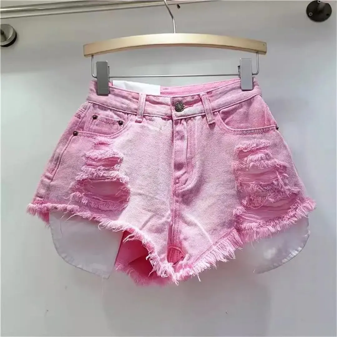 Women's Pocket Street Retro Blue Denim Shorts Summer Jeans Hot Pants Shorts