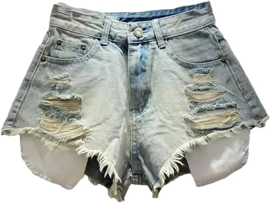 Women's Pocket Street Retro Blue Denim Shorts Summer Jeans Hot Pants Shorts