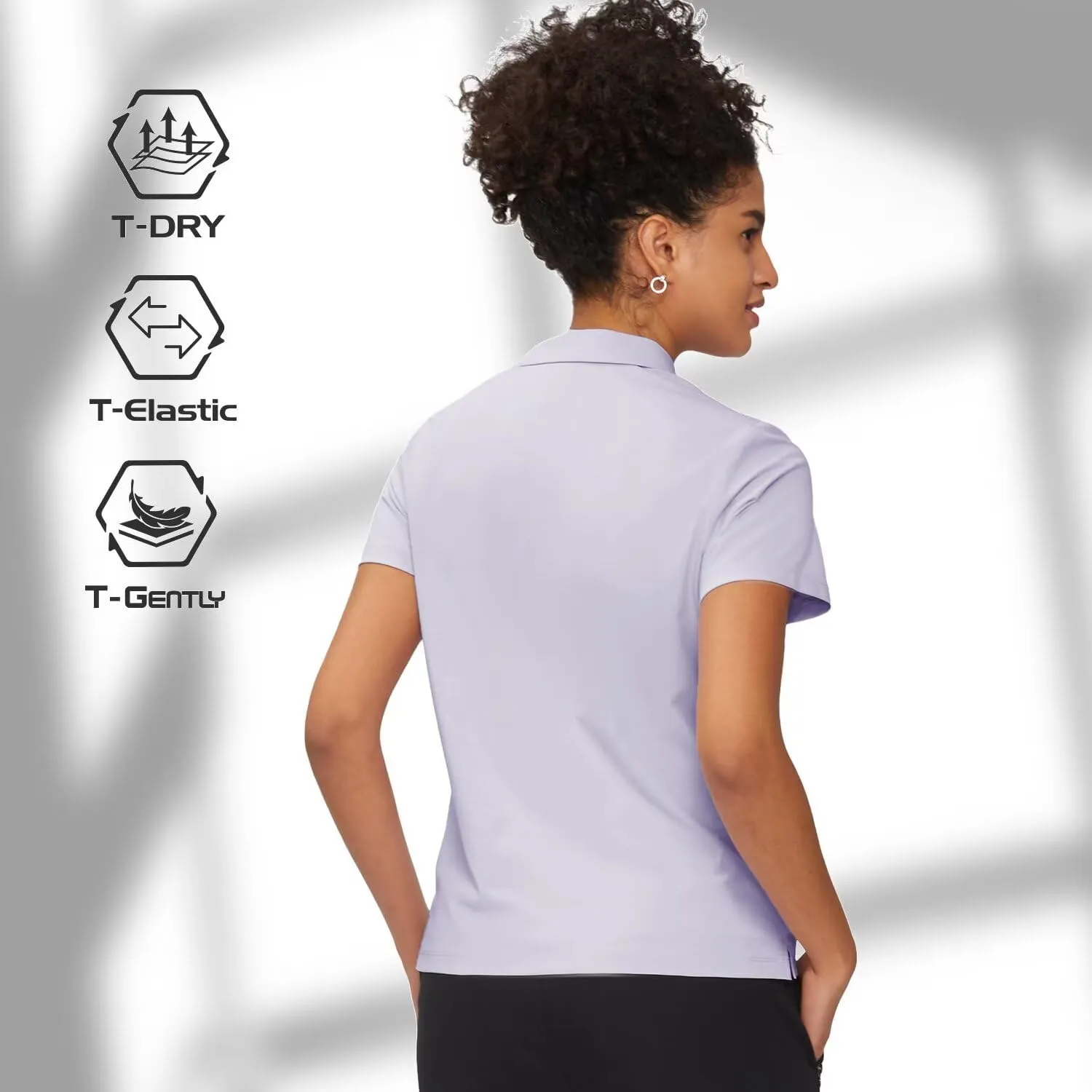 Women's Polo Shirt Quick Dry 4 Button Moisture Casual Work Short Sleeve Collared Golf Shirt-Wicking Performance