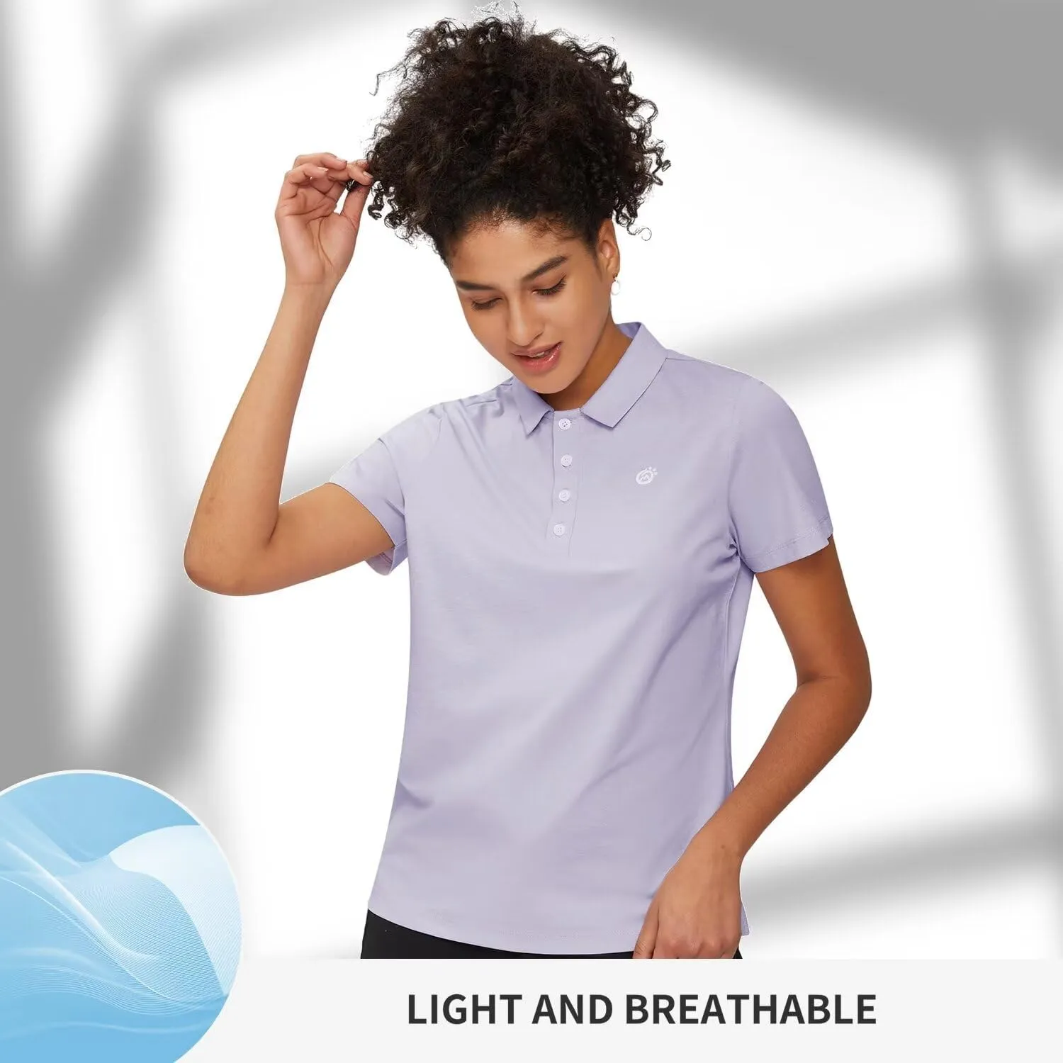 Women's Polo Shirt Quick Dry 4 Button Moisture Casual Work Short Sleeve Collared Golf Shirt-Wicking Performance