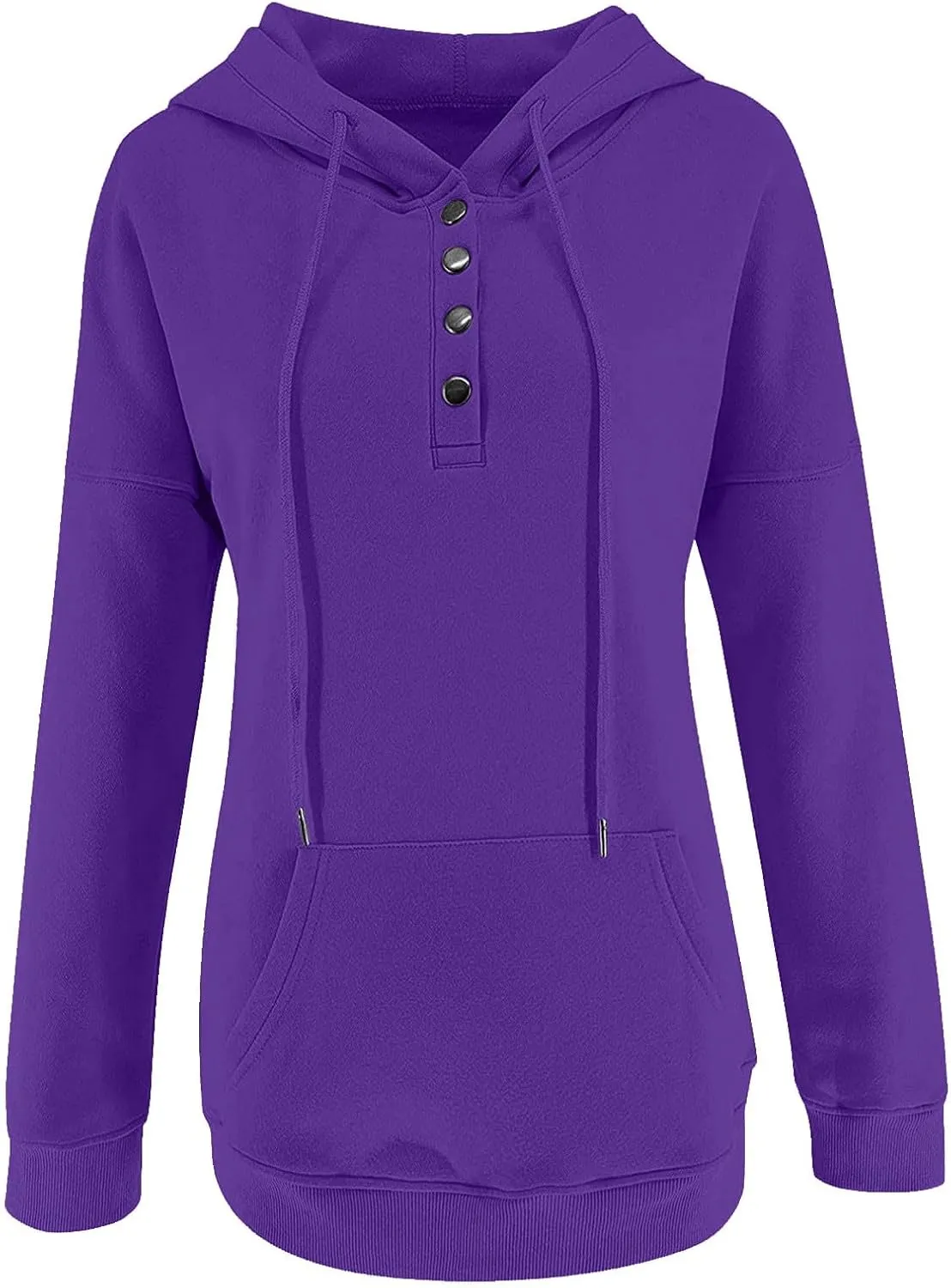 Women's Pullover Hoodies Tops Casual Button Down Long Sleeve Hooded Sweatshirts With Kangaroo Pocket Trendy 2023