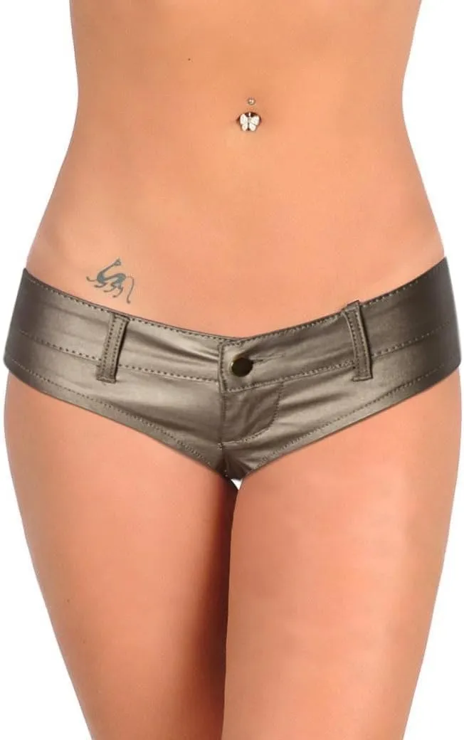 Womens Sexy Faux Leather Shorts Mini Low Waisted Stretchy Leather Hot Shorts