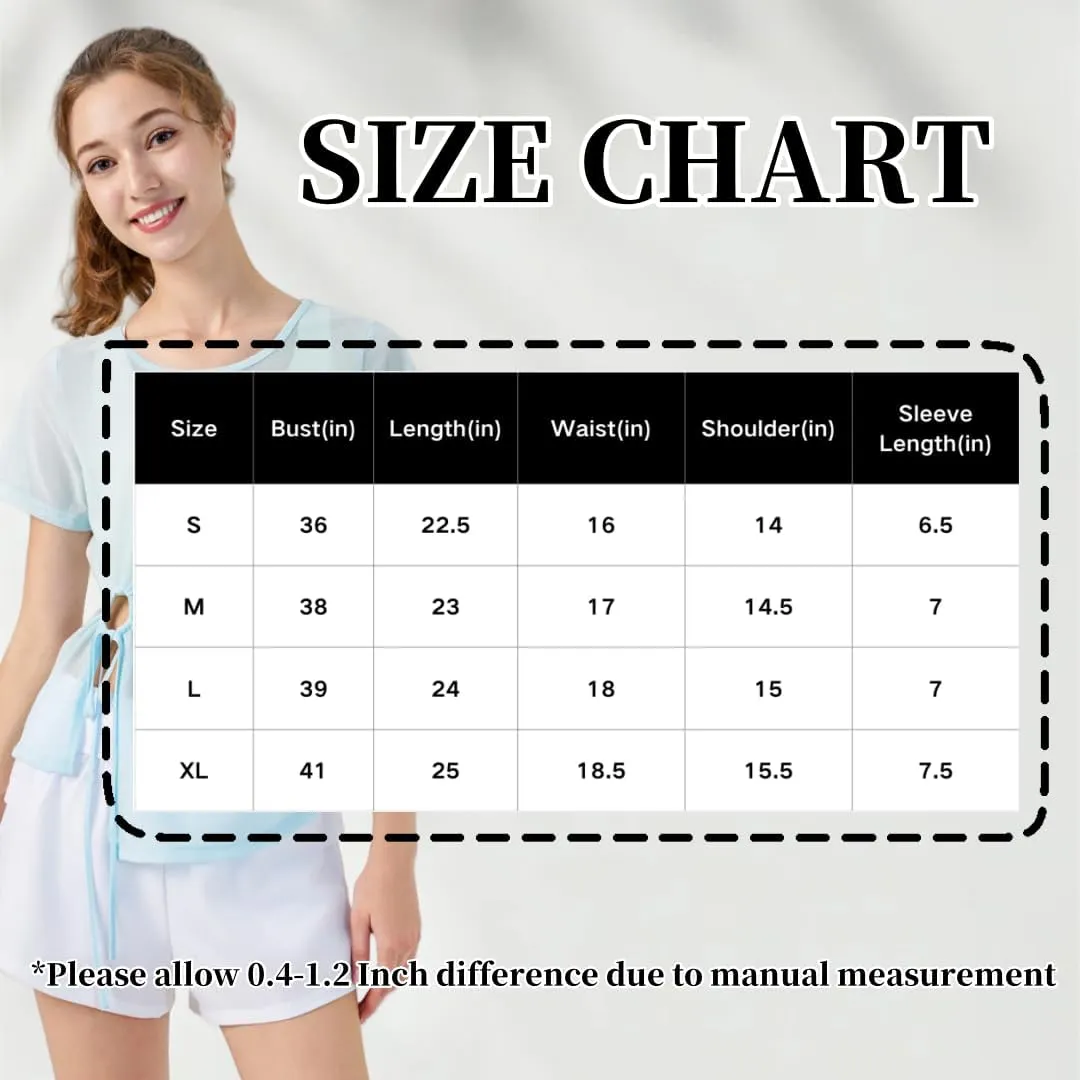 Women's Sheer Workout T-Shirt Loose Fit Adjustable Hem Yoga Top,Quick-Dry Gym Shirt for Running