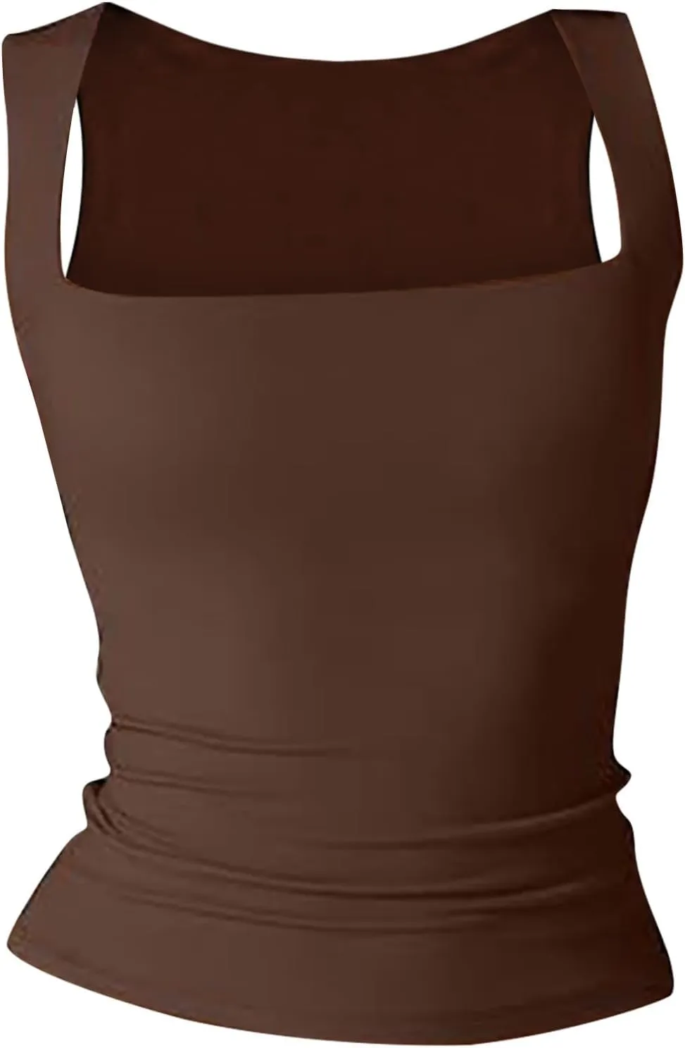 Women's Sleeveless Square Neck T-Shirt Camisole Summer Casual Slim Basic Sleeveless T-Shirt Fashion Cute Outing Tops