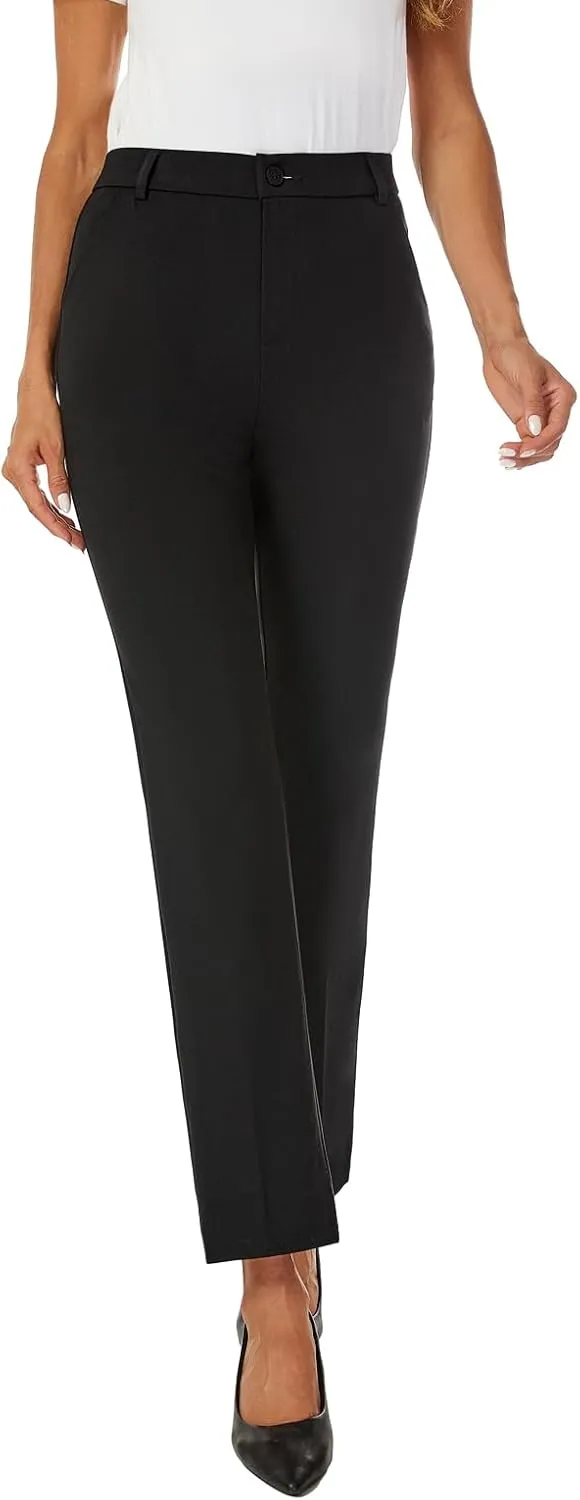 Women's Straight Leg Dress Work Ankle Pants Business Office Casual Slacks with Pockets