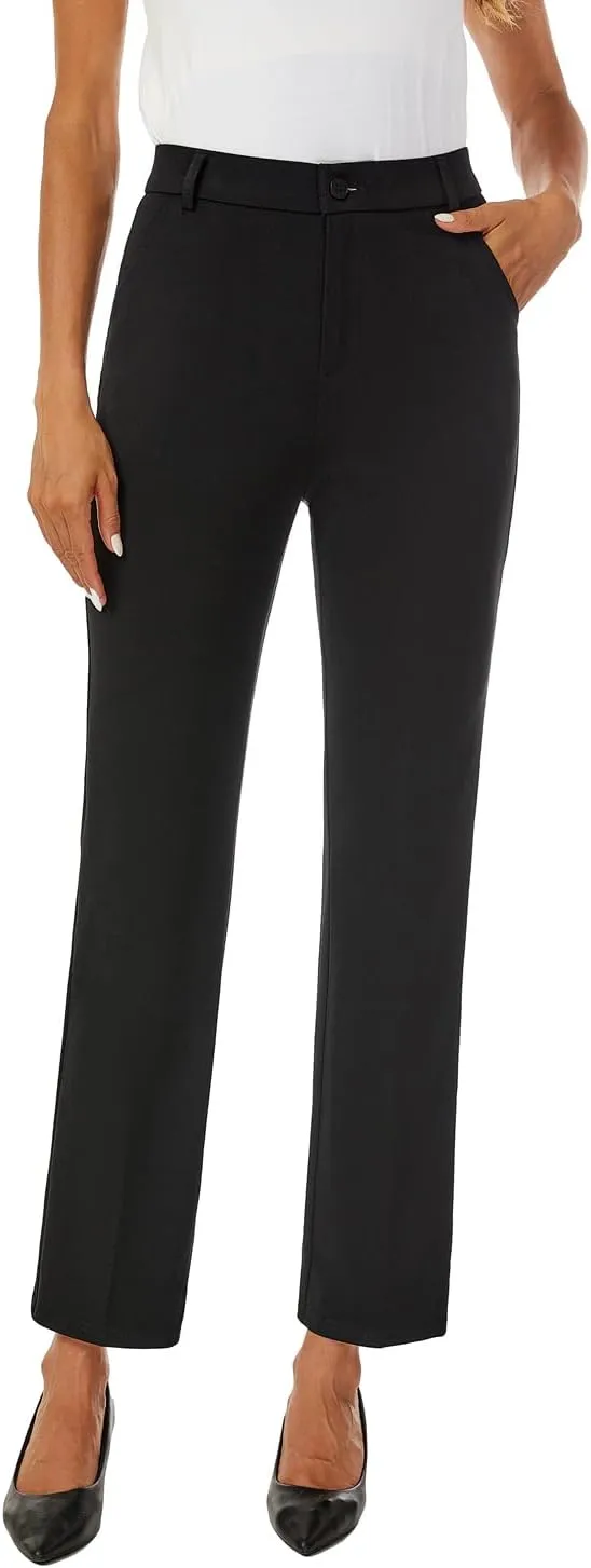 Women's Straight Leg Dress Work Ankle Pants Business Office Casual Slacks with Pockets