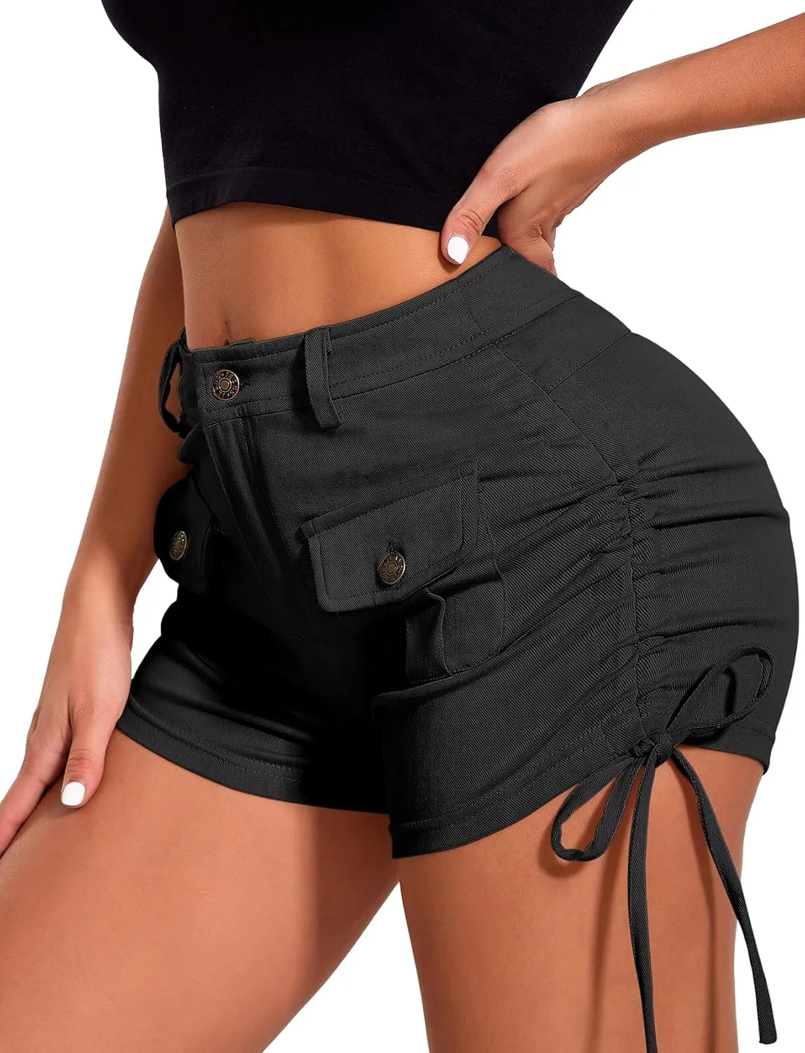 Women's Stretchy Jean Shorts Booty Denim Shorts with Front Pocket Club Night